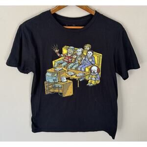 THREADLESS Horror Marathon T-shirt by Washbeast Short Sleeve 100% Cotton Black M